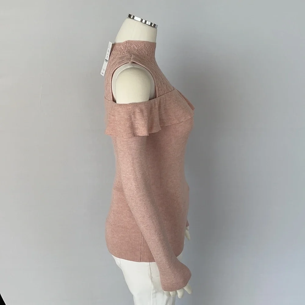NWT WHBM Cold Shoulder Mock Neck Sweater XS - Picture 9 of 16